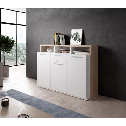 Ladekast LEBY sonoma eiken/wit