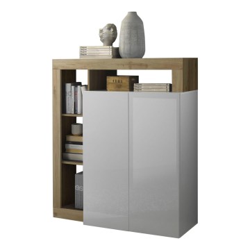 Ladekast LENOR wit/bruin