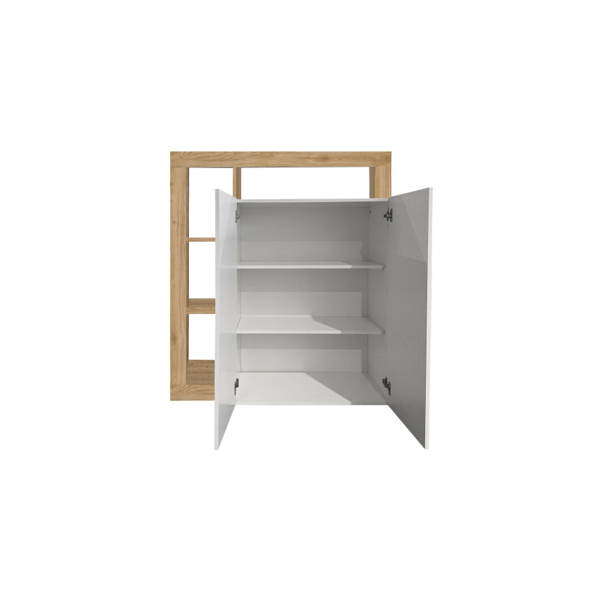 Ladekast LENOR wit/bruin