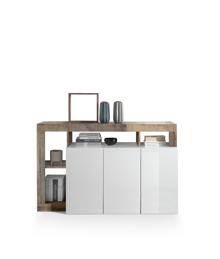 Ladekast LENOR wit/bruin