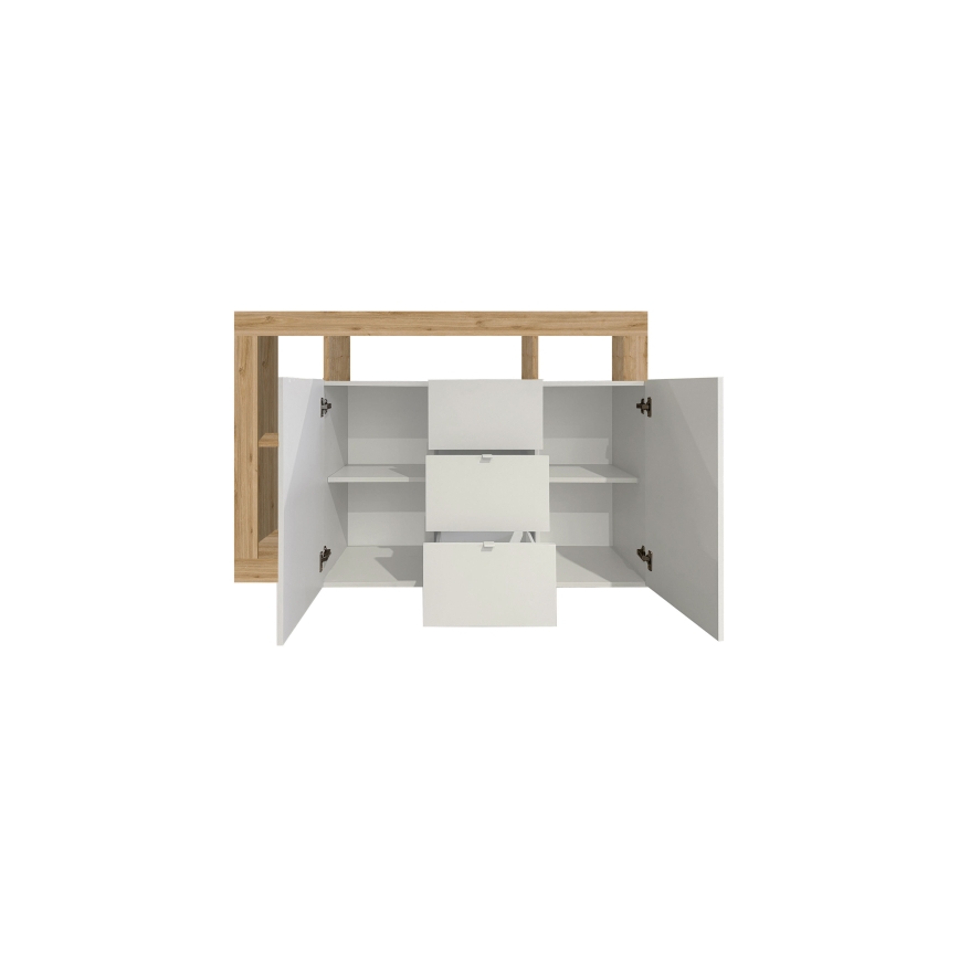 Ladekast LENOR wit/bruin