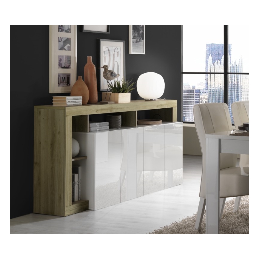 Ladekast LENOR wit/bruin