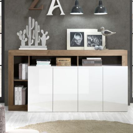 Ladekast LENOR wit/eiken