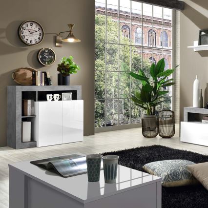 Ladekast LENOR wit/grijs (betonlook)