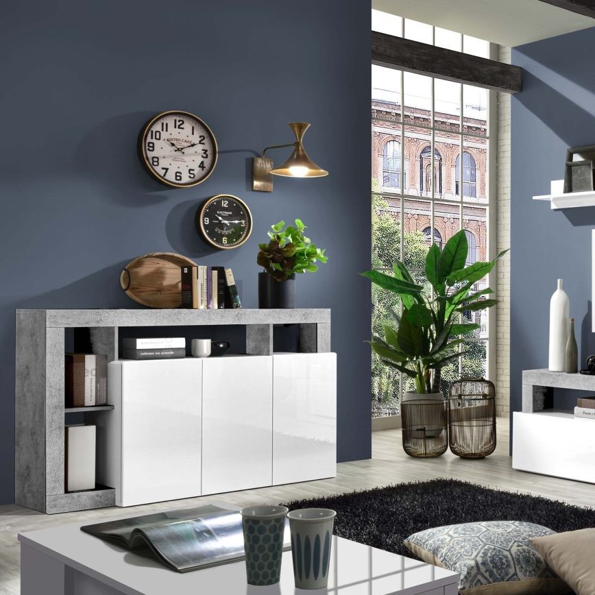 Ladekast LENOR wit/grijs in betonlook