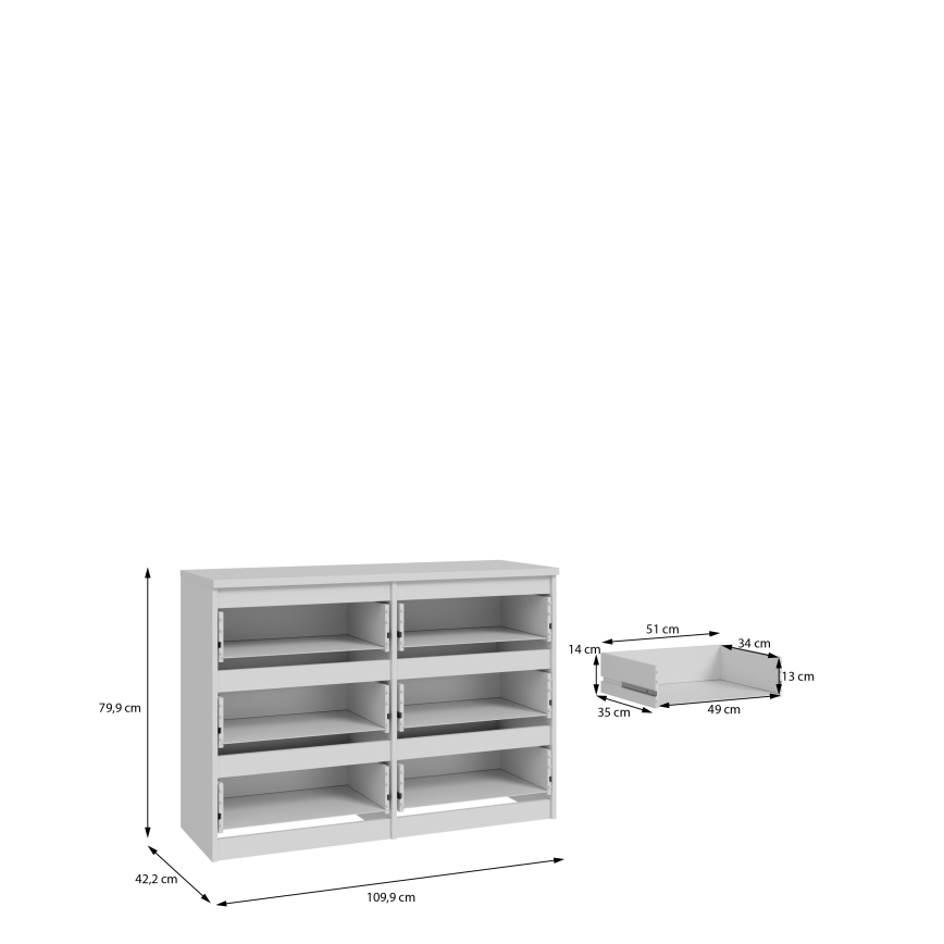 Ladekast MAO met lades, wit