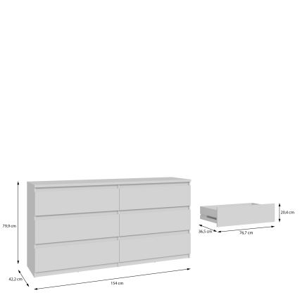 Ladekast MAO met lades, wit