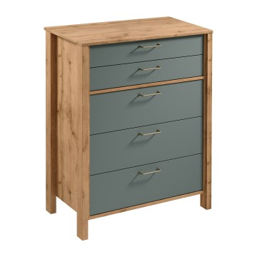 Ladekast MENTA 90x108x47 cm Wotan eiken/groen