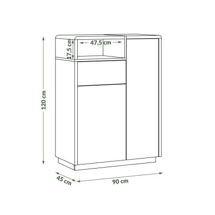 Ladekast met lade FRED antraciet/artisan eik