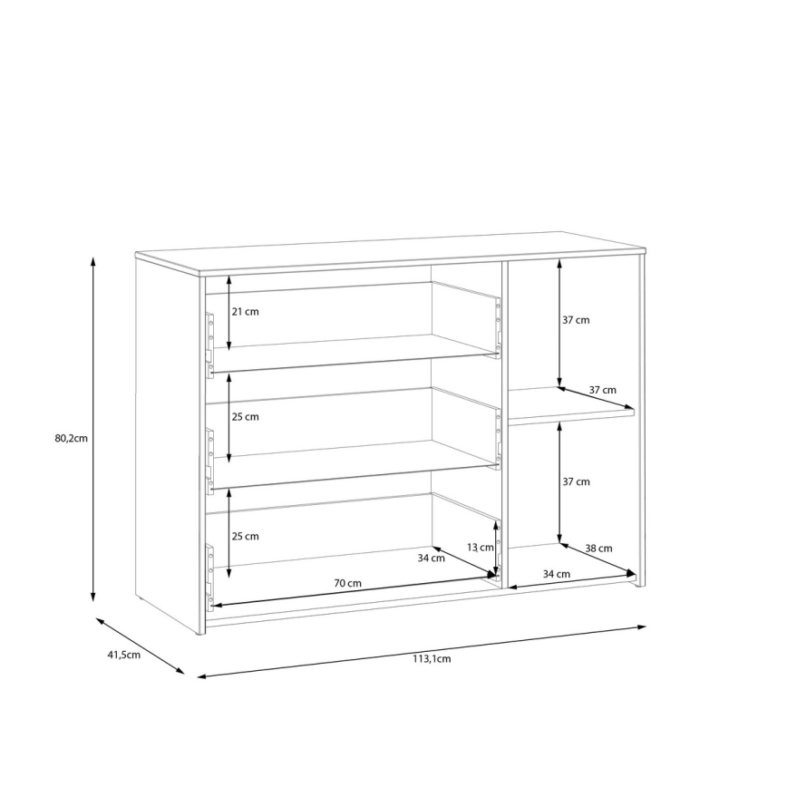 Ladekast met lades URO artisan eiken/ wit