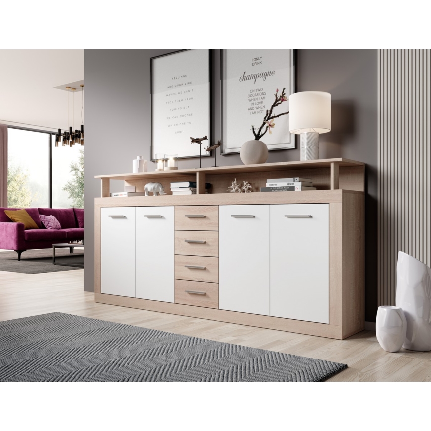 Ladekast RUNA Sonoma eik/wit