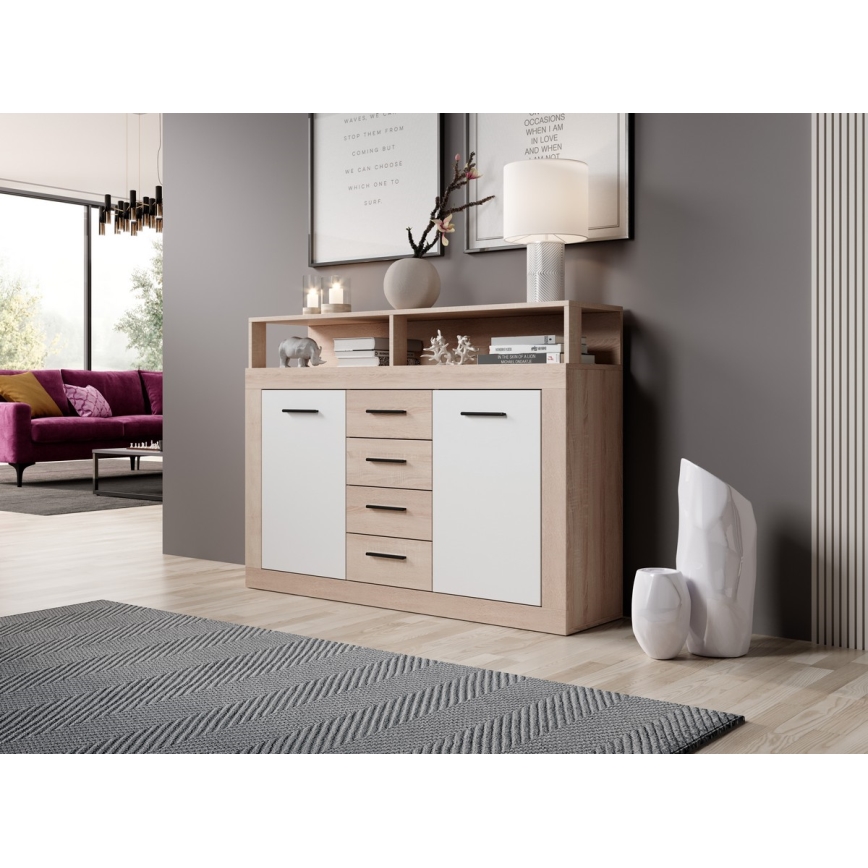 Ladekast RUNA Sonoma eik/wit