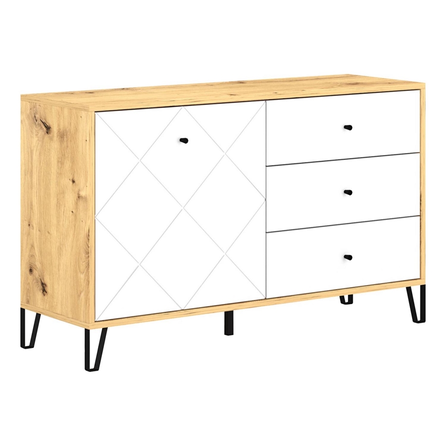 Ladekast SULA artisan eiken/wit
