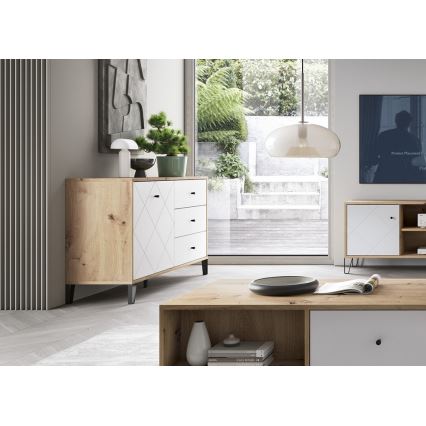 Ladekast SULA artisan eiken/wit