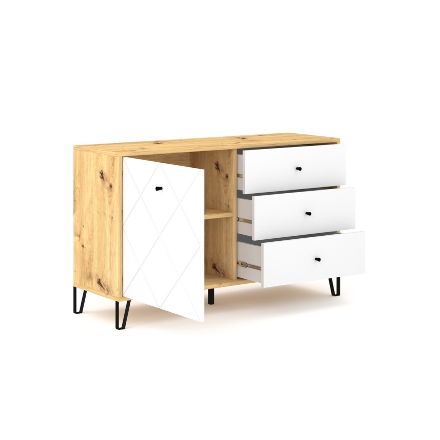 Ladekast SULA artisan eiken/wit
