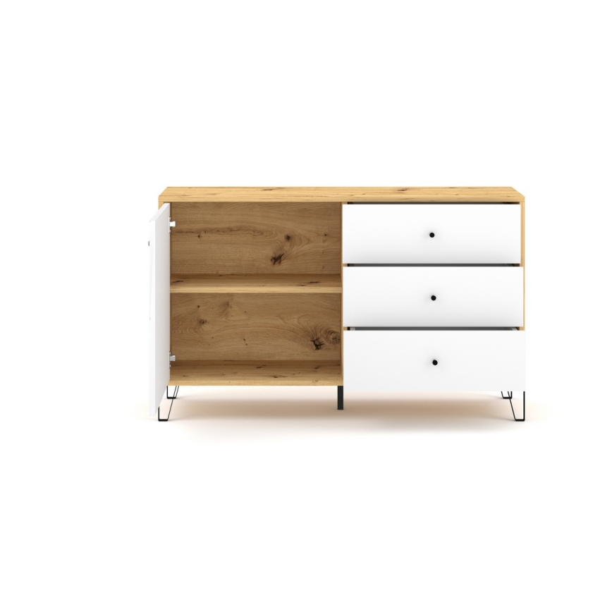 Ladekast SULA artisan eiken/wit