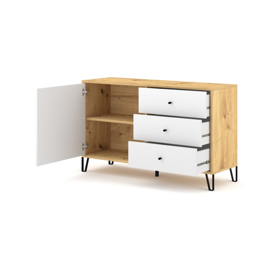 Ladekast SULA artisan eiken/wit