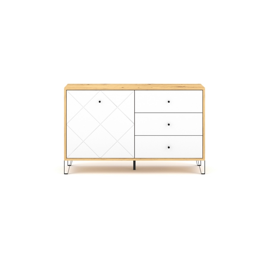 Ladekast SULA artisan eiken/wit