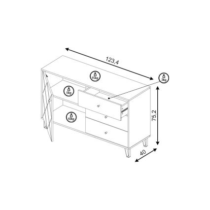 Ladekast SULA artisan eiken/wit