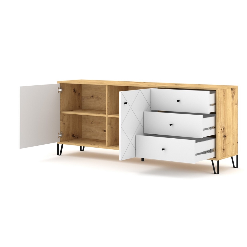 Ladekast SULA artisan eiken/wit