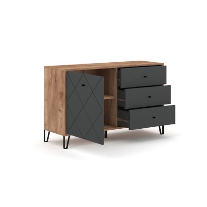 Ladekast SULA eiken craft/zwart