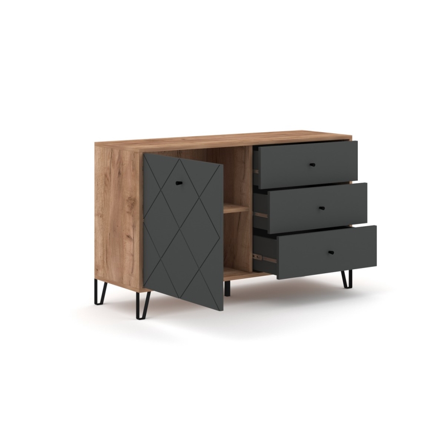 Ladekast SULA eiken craft/zwart