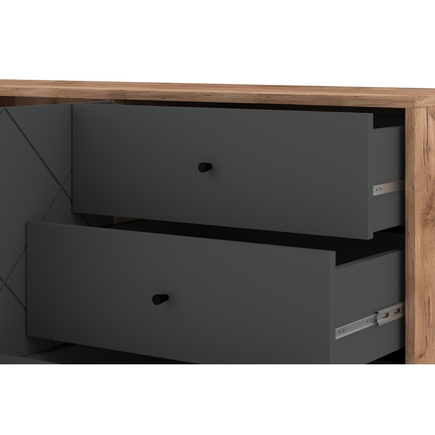 Ladekast SULA eiken craft/zwart