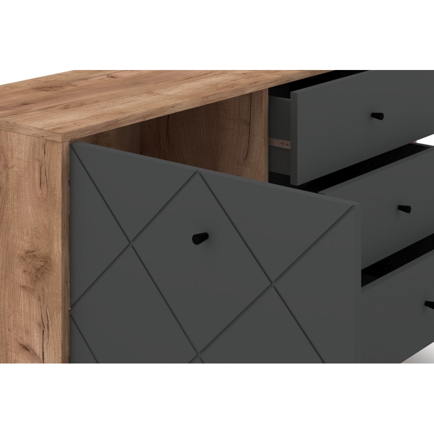 Ladekast SULA eiken craft/zwart