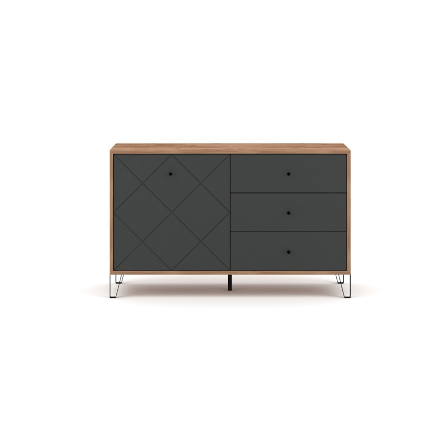 Ladekast SULA eiken craft/zwart