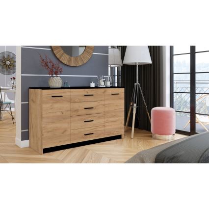 Ladekast TAYLER eiken craft/zwart