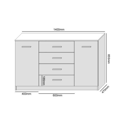 Ladekast TAYLER eiken craft/zwart