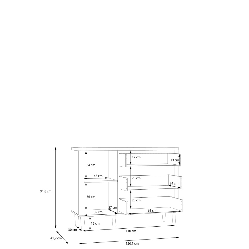 Ladekast VIRO met lades, bruin/beige