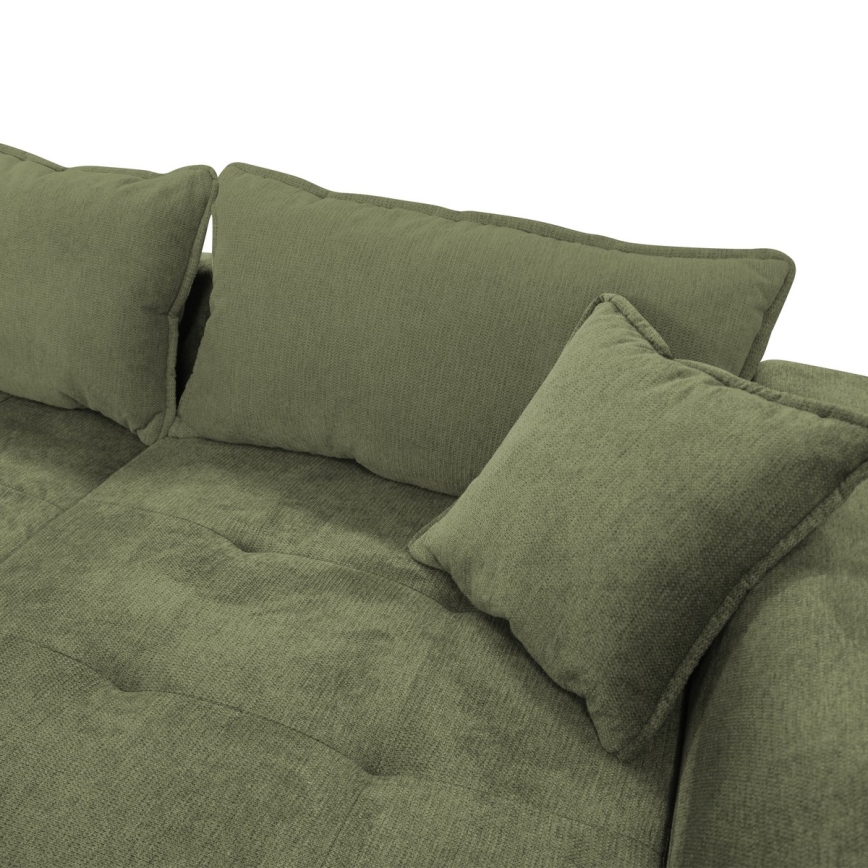 LAGOA L-vormige hoekbank met slaapfunctie en opbergruimte, rechts, groen