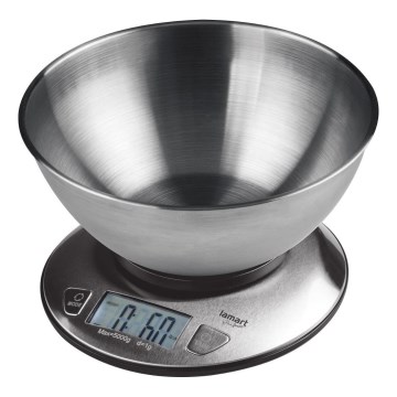Lamart - Balance de cuisine numérique avec écran LCD et bol 2xAAA acier inoxydable