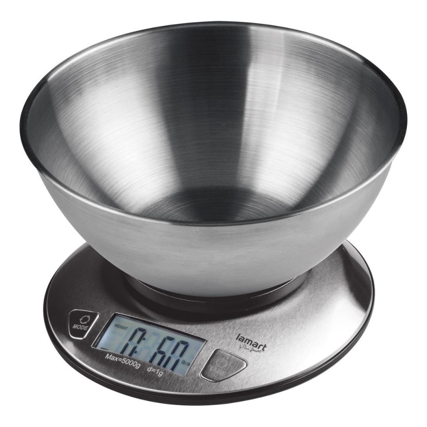 Lamart - Balance de cuisine numérique avec écran LCD et bol 2xAAA acier inoxydable