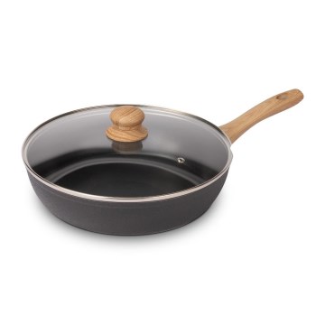 Lamart - Koekenpan met deksel 28 cm zwart/bruin