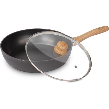 Lamart - Poêle avec couvercle 28 cm noir/marron