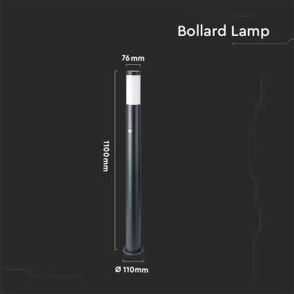 Lamp met Sensor voor Buiten 1xE27/60W/230V IP44 110cm antraciet