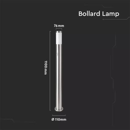 Lamp met Sensor voor Buiten 1xE27/60W/230V IP44 110cm mat chroom