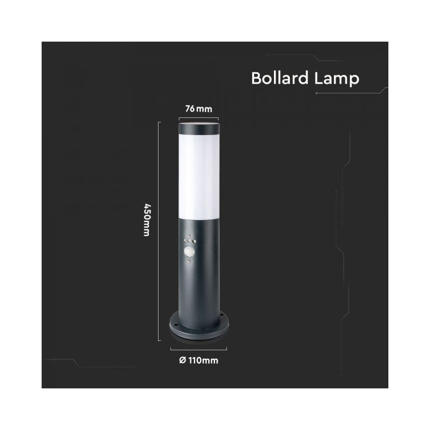 Lamp met Sensor voor Buiten 1xE27/60W/230V IP44 45cm antraciet