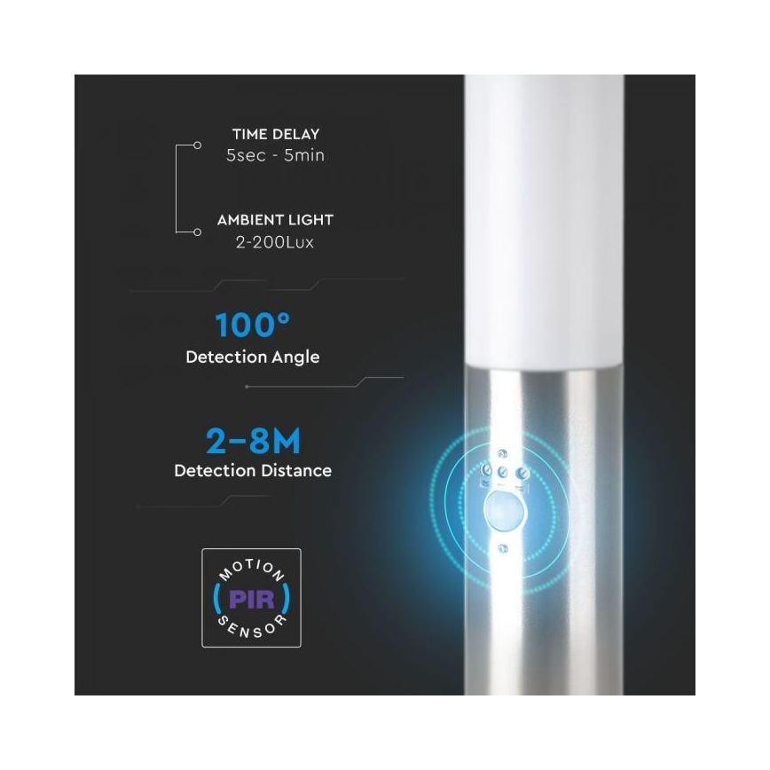 Lamp met Sensor voor Buiten 1xE27/60W/230V IP44 45cm mat chroom