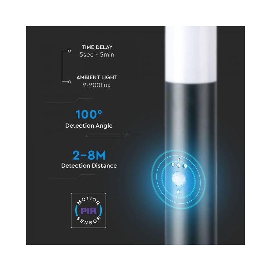 Lamp met Sensor voor Buiten 1xE27/60W/230V IP44 80cm antraciet