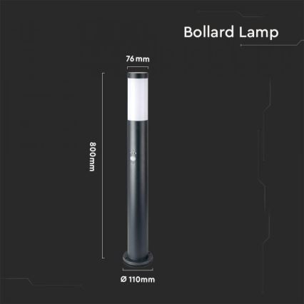 Lamp met Sensor voor Buiten 1xE27/60W/230V IP44 80cm antraciet