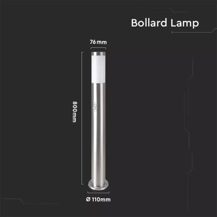 Lamp met Sensor voor Buiten 1xE27/60W/230V IP44 80cm mat chroom