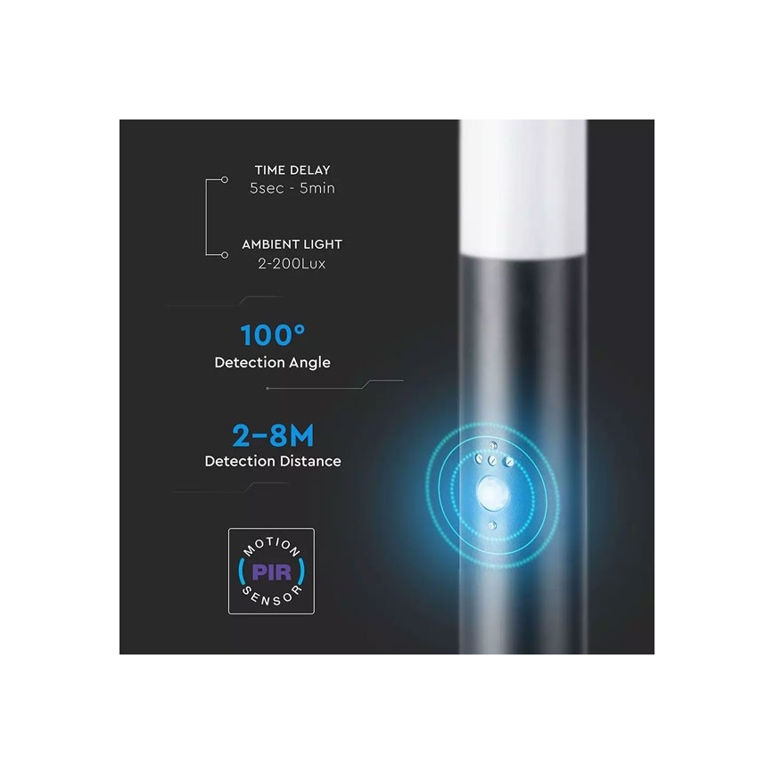 Lamp met Sensor voor Buiten 1xE27/60W/230V IP44 80cm zwart
