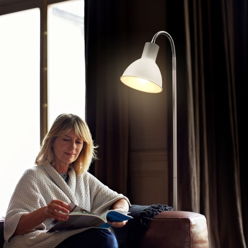 Lampadaire 1 ampoule E27, 25 W, 230 V, blanc