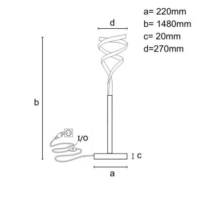Lampadaire à intensité variable LED/50W/230V 3000-6500K gris + Télécommande