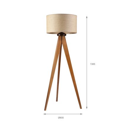Lampadaire AIDA 1xE27/15W/230V chêne/raphia
