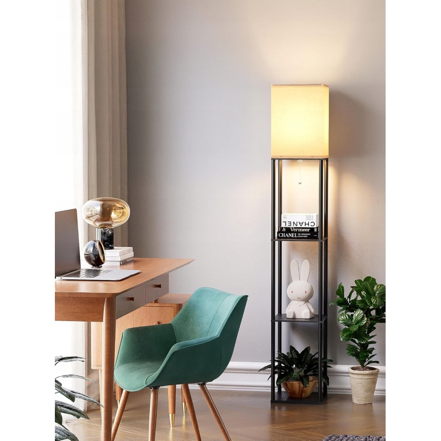 Lampadaire avec étagères 1xE27/40W/230V noir/blanc