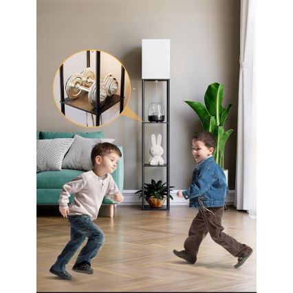 Lampadaire avec étagères 1xE27/40W/230V noir/blanc